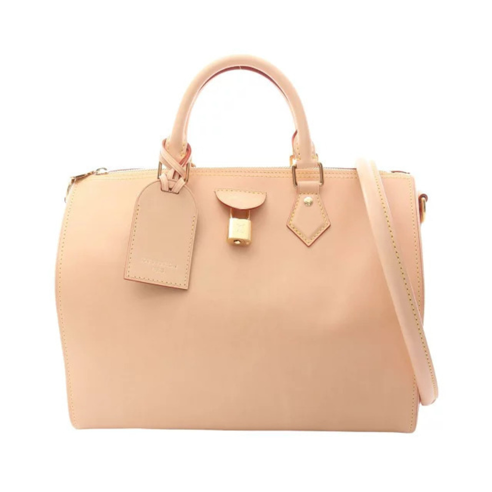 Louis Vuitton Speedy Soft Handbag Leather Beige Cream